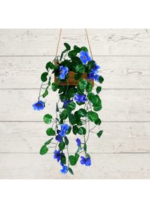Hanging Artificial Blue Flower Plant set of 1