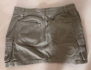 Olive Cargo Mini Skirt