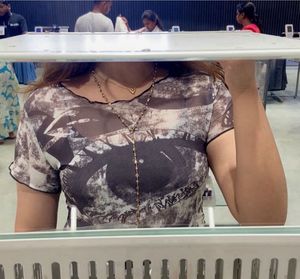 Sheer Printed Mesh Top