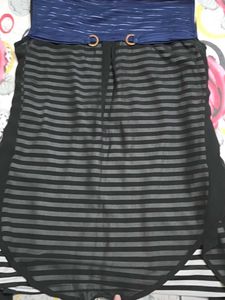 Stylish Blue Striped Top with Overlay