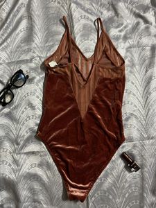 Velvet body suit Top