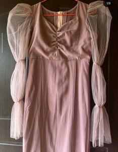 Elegant Puff Sleeve Midi Dress