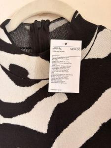 Zebra Print Long Sleeve Midi Dress
