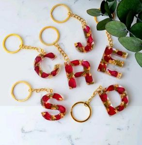 Resin Initial Keychains with Pressed Flowers