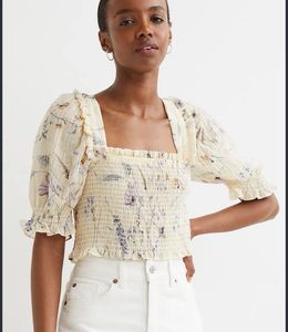 Floral Smocked Square Neck Top