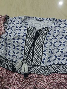 Bohemian Print Tassel Neck Kurta