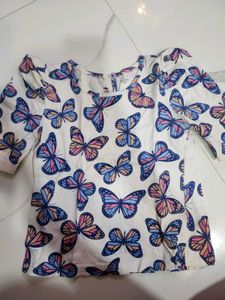 Cute Butterfly Print Top