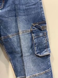 Blue Denim Cargo Pants