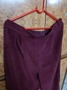 Dark Maroon Suede fabric Pants with pockets