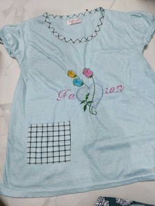 2 Graphic Tees: Blue Floral &amp; Pink Butterfly
