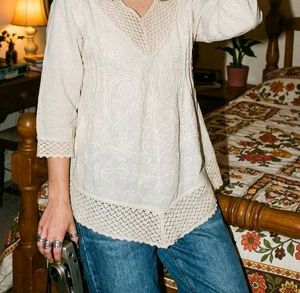 Boho Cream Embroidered Kurta