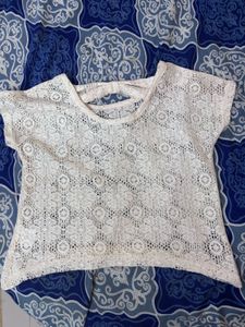 Trendy White Lace Tie-Back Top