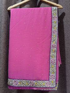 Pink Embellished Saree