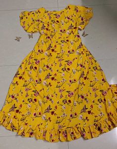 Yellow Floral Ruffled Dress