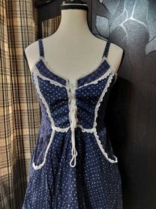 Vintage Blue Polka Dot Midi Dress