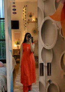 Orange Kurta Set with Pants