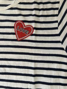 Striped T-Shirt with Heart Patch