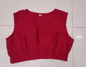 Elegant Red Sleeveless Blouse