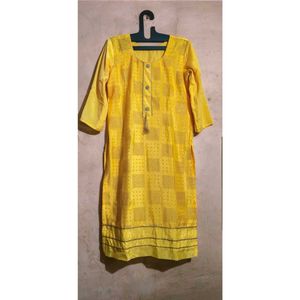 Yellow  Kurta set with work