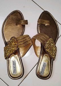 Elegant Gold Embellished Flat Sandals
