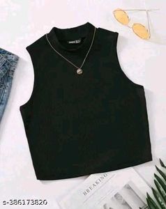 Sleek Black Sleeveless Mock Neck Top