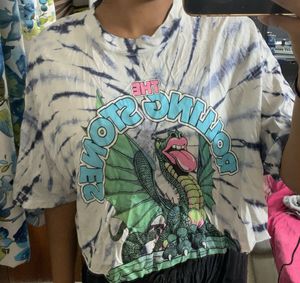 Rolling Stones Tie Dye Cropped Tee