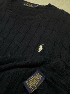 RALPH LAUREN Men's Navy Cable Knit Sweater