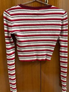 Garage Striped Cropped Long Sleeve Top