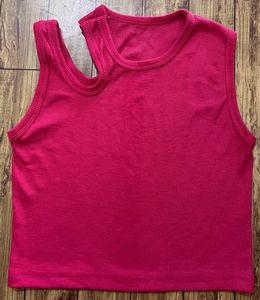 Hot Pink Cut-Out Ribbed Tank Top