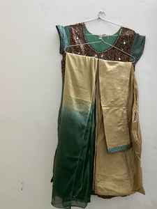 Embellished Teal Kurta set with dupatta
