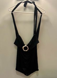 Sheer Halter Neck Top with Ring Detail (XS/S/M)