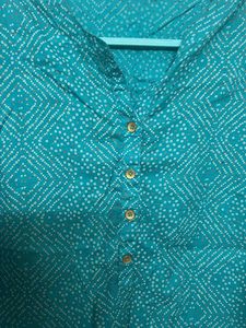Teal Ethnic Bandhni Print Kurta