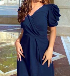 Elegant Teal Ruched Wrap Dress