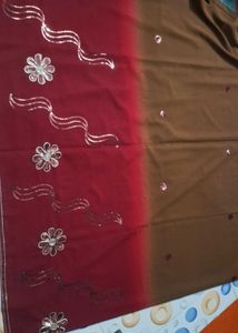 Elegant Brown &amp; maroon Saree