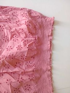 Pink Embroidered Puff Sleeve Top