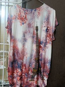 Eiffel Tower Floral Print Top
