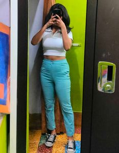 Blue high wasted trauser