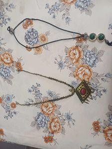 Ethnic Necklace Set with Green Beads