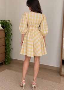 Chic Gingham Wrap Dress