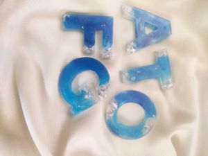 Resin Initial One Keychain With Charms