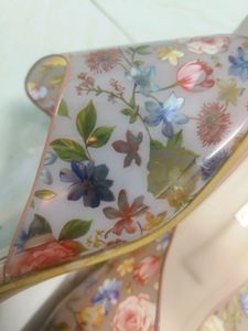 Crystal Flower Heel Nude Peach Women Footwear 👠👡