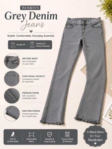 Grey Frayed Hem Jeans