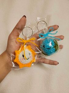 Cute Crochet Sun &amp; Earth Keychain Set ☀️ 🌍