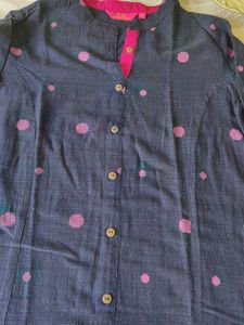 Pink navy Blue Polka Dot Kurta