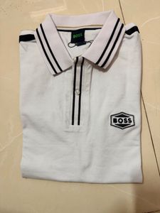 BOSS White Polo TShirt with Navy Accents