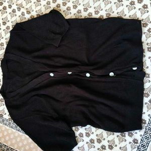 Black Button-Up Knit Cardigan