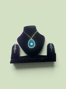 Evil Eye Pendant Necklace &amp; Earrings antitanish Se