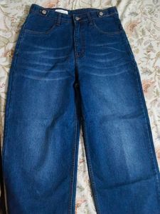 Wide Leg Blue Denim Jeans