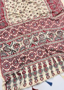 Stylish Ajrakh Mirror Work Saree