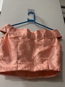 Peach Off-Shoulder Embellished Blouse